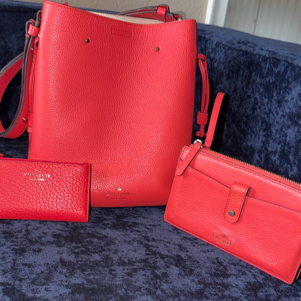 Kate Spade Vibrant Red Shoulder Bag Set